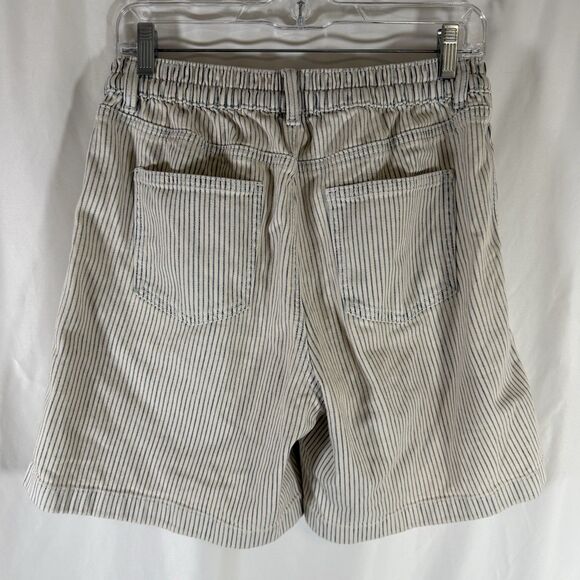 Aerie Chino Shorts Women's Small White Striped 7" Inseam Button Zip Cotton Blend - Picture 7 of 9